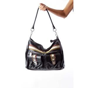 CHRISTINE Price Leather Satchel Shoulder Bag in Black